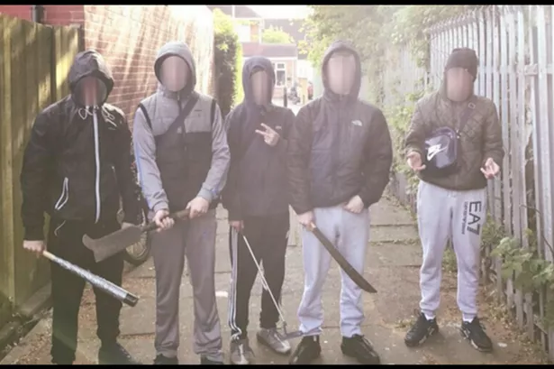 Shocking image shows hooded youths posing with array of dangerous weapons